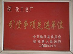 2000年榆社縣引資爭(zhēng)項(xiàng)先進(jìn)單位